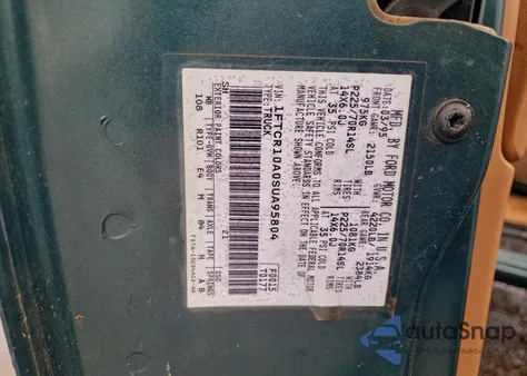 1995 Ford Ranger z USA, uszkodzony, nr VIN 1FTCR10A0SUA95804